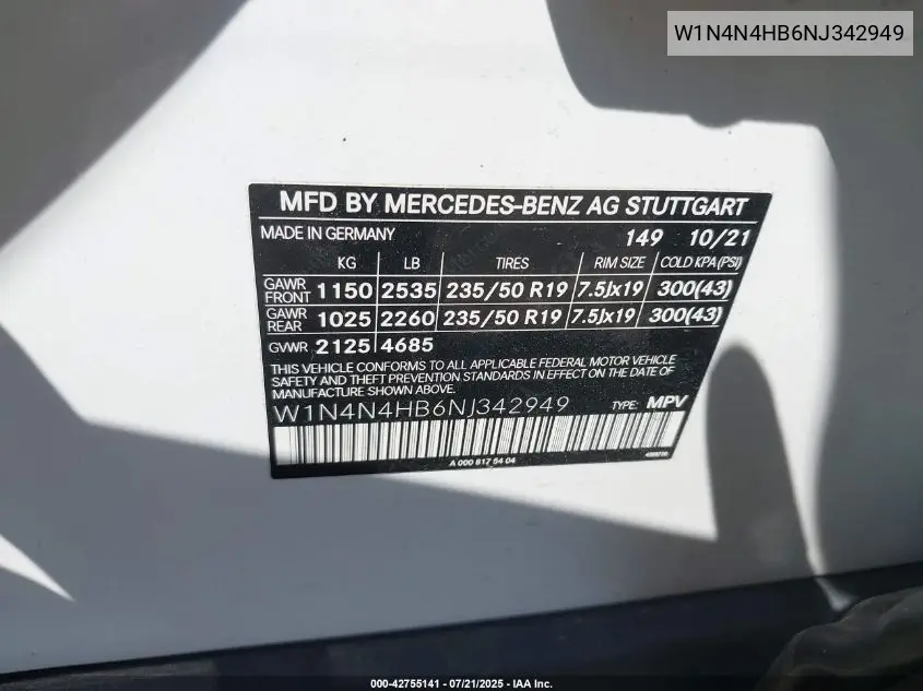2022 Mercedes-Benz Gla 250 4Matic VIN: W1N4N4HB6NJ342949 Lot: 42755141
