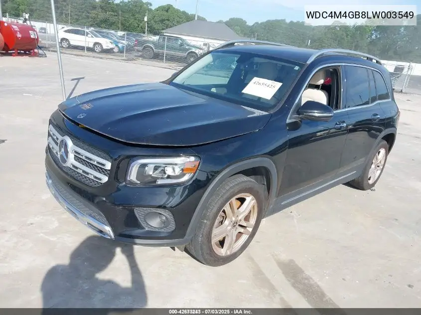 2020 Mercedes-Benz Glb 250 VIN: WDC4M4GB8LW003549 Lot: 42673243