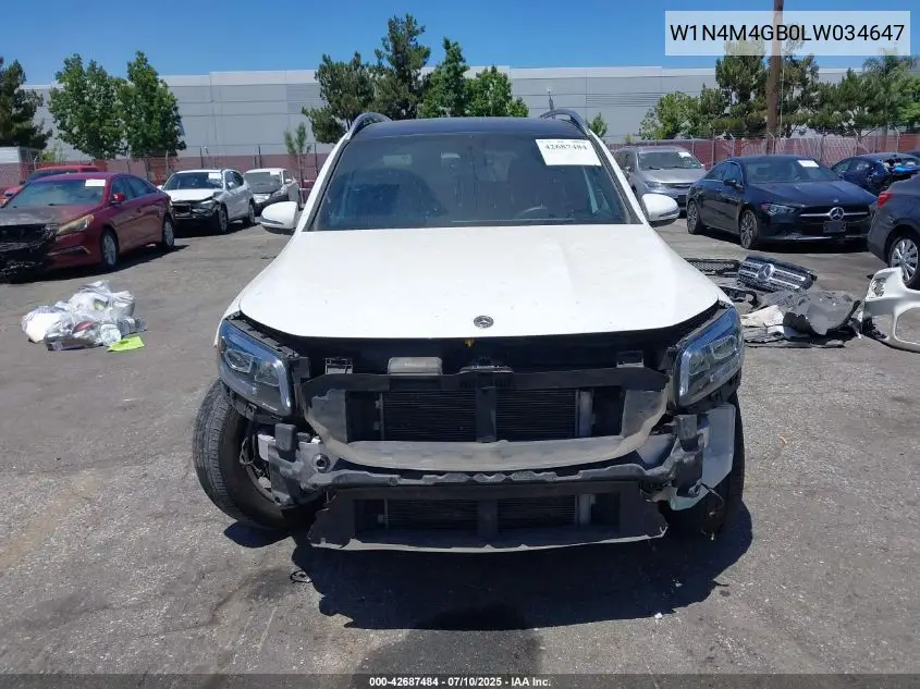 2020 Mercedes-Benz Glb 250 VIN: W1N4M4GB0LW034647 Lot: 42687484
