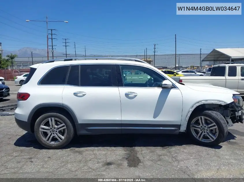 2020 Mercedes-Benz Glb 250 VIN: W1N4M4GB0LW034647 Lot: 42687484