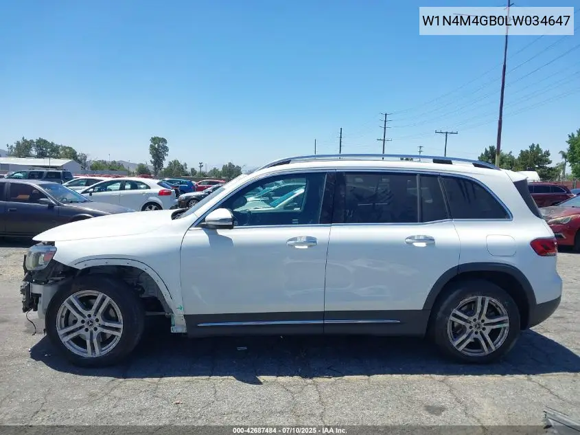 2020 Mercedes-Benz Glb 250 VIN: W1N4M4GB0LW034647 Lot: 42687484