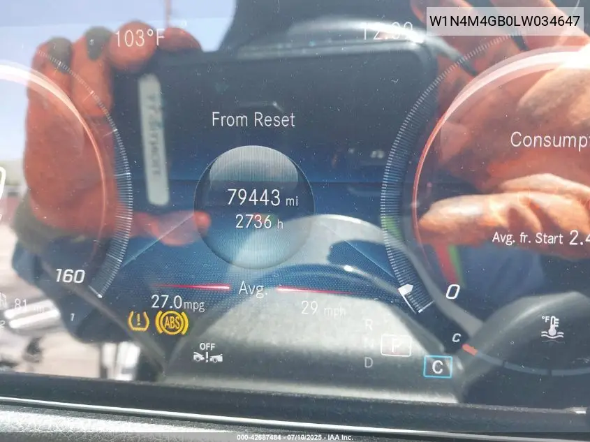 2020 Mercedes-Benz Glb 250 VIN: W1N4M4GB0LW034647 Lot: 42687484