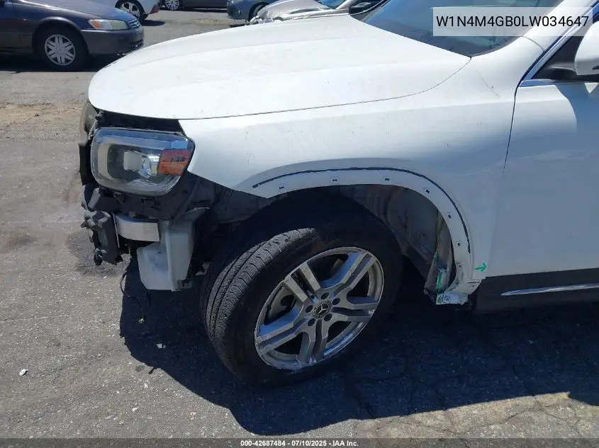 2020 Mercedes-Benz Glb 250 VIN: W1N4M4GB0LW034647 Lot: 42687484