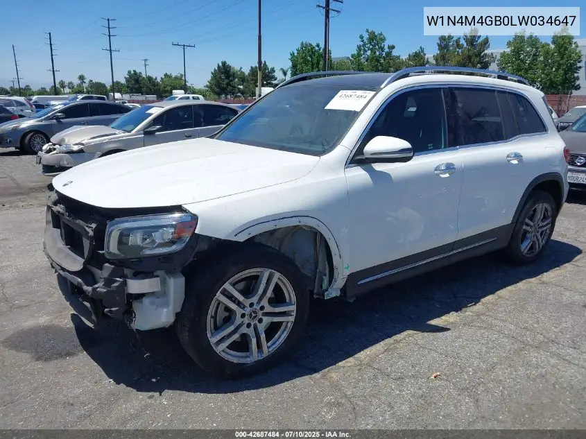 2020 Mercedes-Benz Glb 250 VIN: W1N4M4GB0LW034647 Lot: 42687484