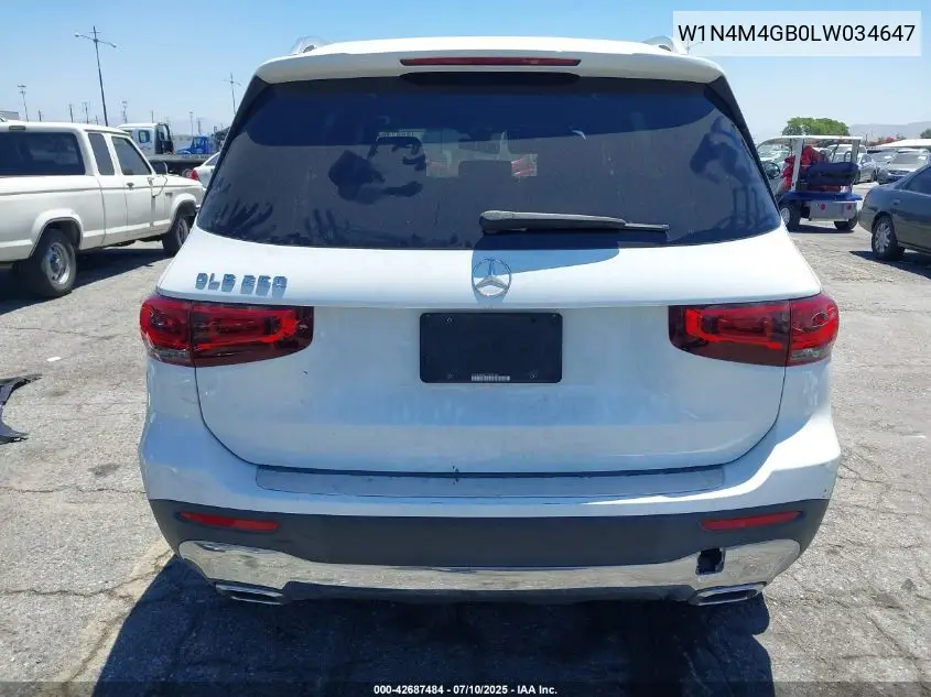 2020 Mercedes-Benz Glb 250 VIN: W1N4M4GB0LW034647 Lot: 42687484