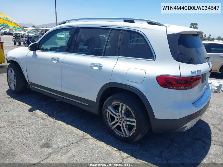 2020 Mercedes-Benz Glb 250 VIN: W1N4M4GB0LW034647 Lot: 42687484