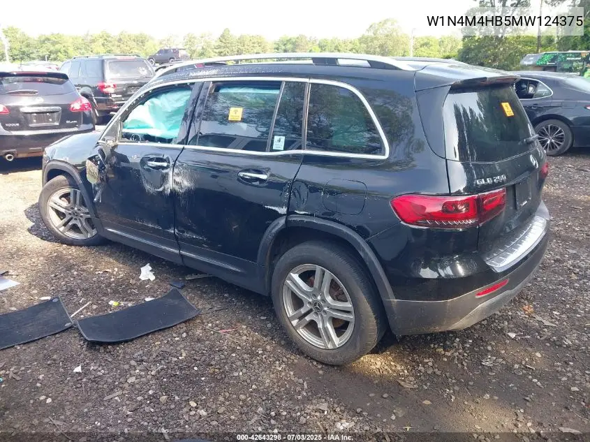 2021 Mercedes-Benz Glb 250 4Matic VIN: W1N4M4HB5MW124375 Lot: 42643298