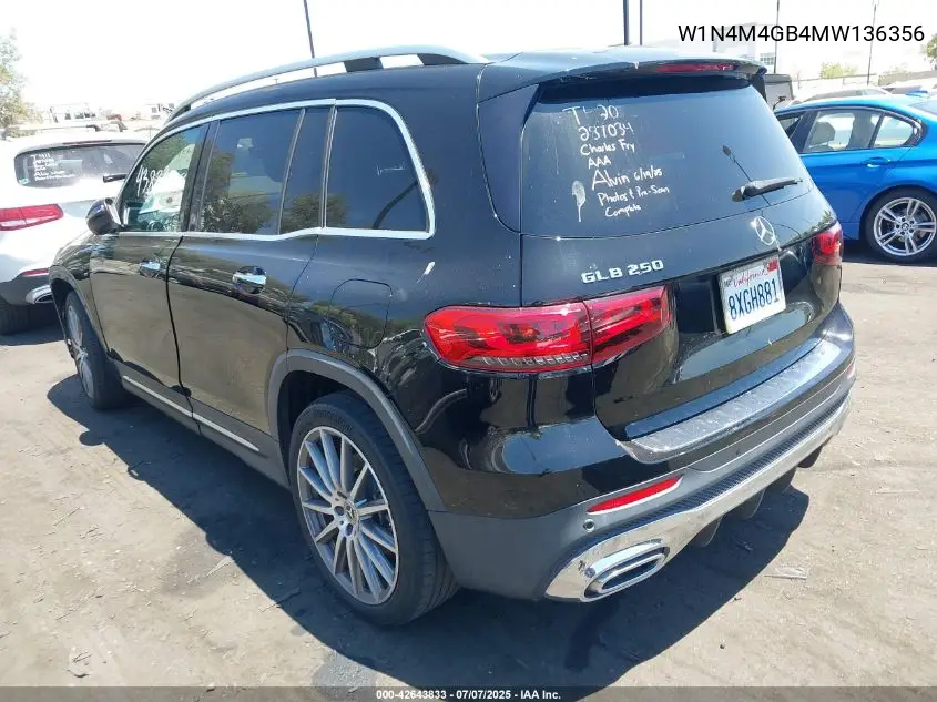 2021 Mercedes-Benz Glb 250 VIN: W1N4M4GB4MW136356 Lot: 42643833