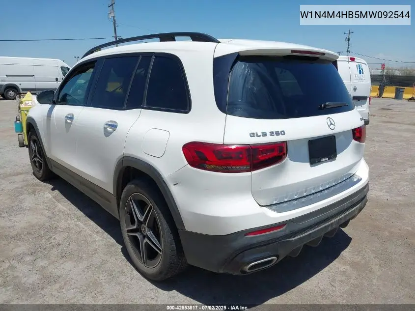 2021 Mercedes-Benz Glb 250 4Matic VIN: W1N4M4HB5MW092544 Lot: 42653817