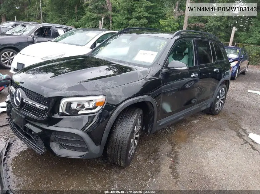 2021 Mercedes-Benz Glb 250 4Matic VIN: W1N4M4HB0MW103143 Lot: 42699748