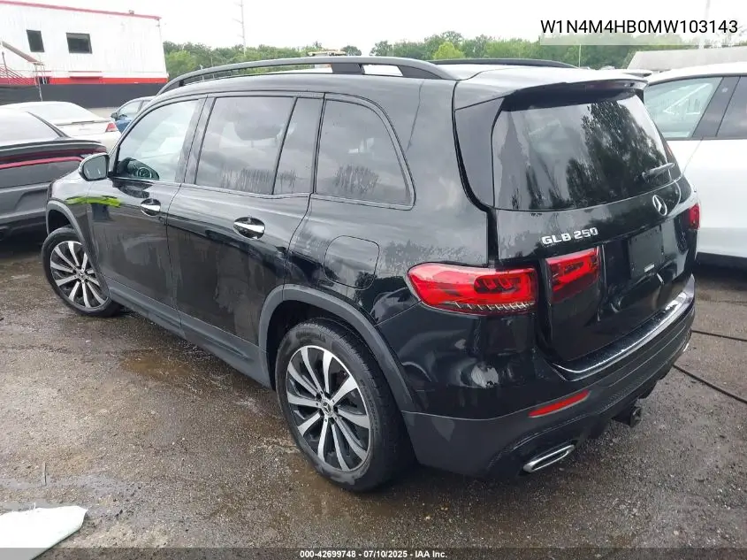 2021 Mercedes-Benz Glb 250 4Matic VIN: W1N4M4HB0MW103143 Lot: 42699748