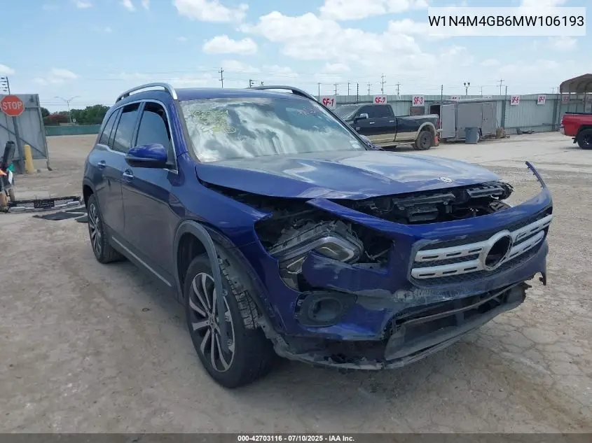 2021 Mercedes-Benz Glb 250 VIN: W1N4M4GB6MW106193 Lot: 42703116
