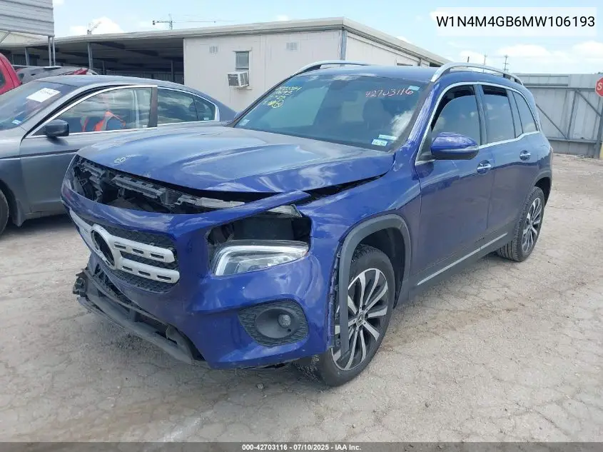 2021 Mercedes-Benz Glb 250 VIN: W1N4M4GB6MW106193 Lot: 42703116