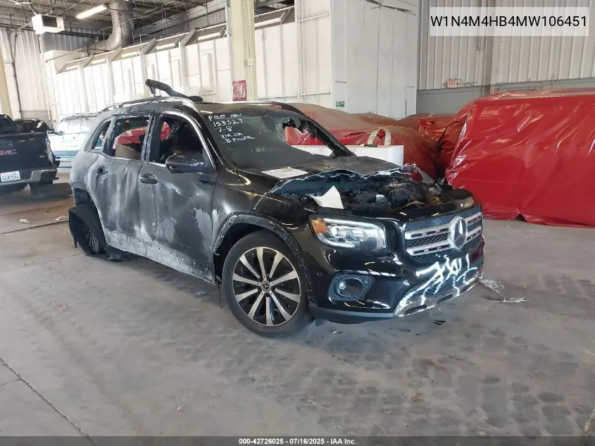 2021 Mercedes-Benz Glb 250 4Matic VIN: W1N4M4HB4MW106451 Lot: 42726025