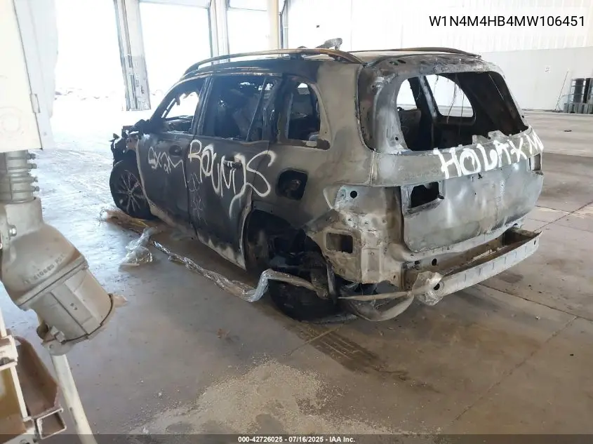 2021 Mercedes-Benz Glb 250 4Matic VIN: W1N4M4HB4MW106451 Lot: 42726025