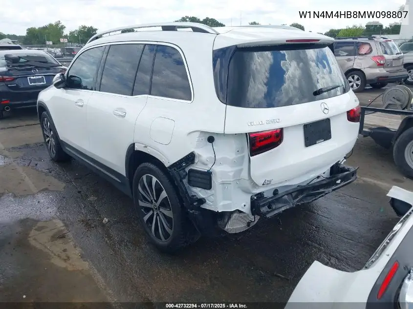 2021 Mercedes-Benz Glb 250 4Matic VIN: W1N4M4HB8MW098807 Lot: 42732294