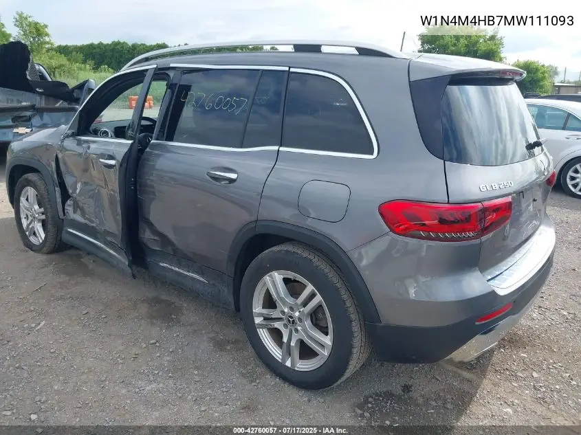 2021 Mercedes-Benz Glb 250 4Matic VIN: W1N4M4HB7MW111093 Lot: 42760057