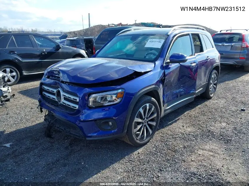 2022 Mercedes-Benz Glb 250 4Matic VIN: W1N4M4HB7NW231512 Lot: 42039586