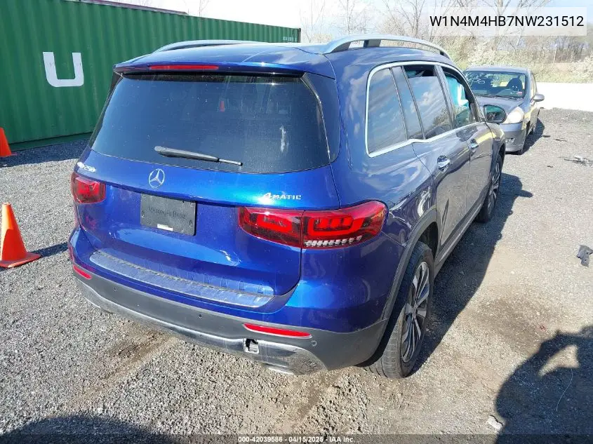 2022 Mercedes-Benz Glb 250 4Matic VIN: W1N4M4HB7NW231512 Lot: 42039586