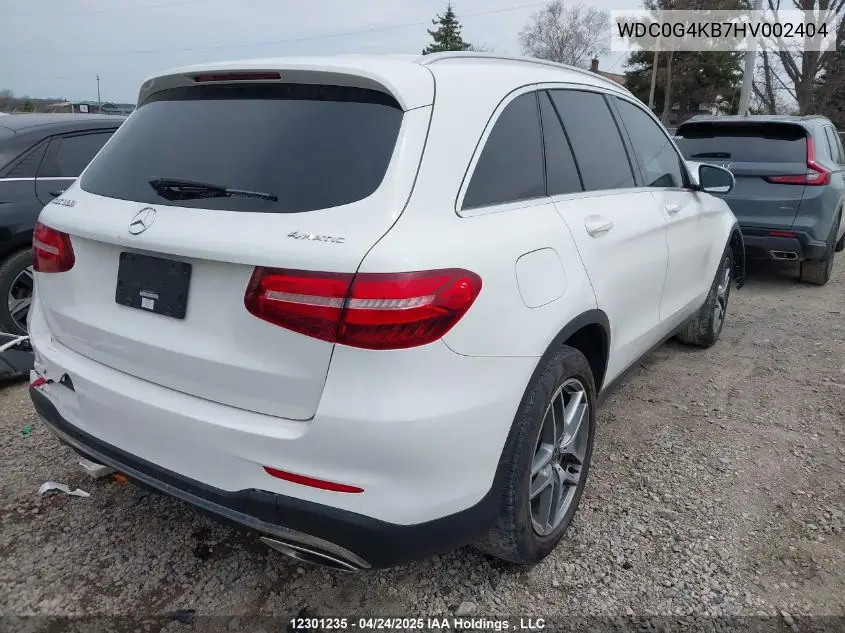 2017 Mercedes-Benz Glc 300 4Matic VIN: WDC0G4KB7HV002404 Lot: 12301235