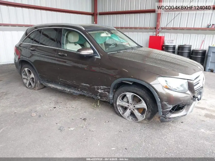 2017 Mercedes-Benz Glc 300 4Matic VIN: WDC0G4KBXHF124040 Lot: 42237035