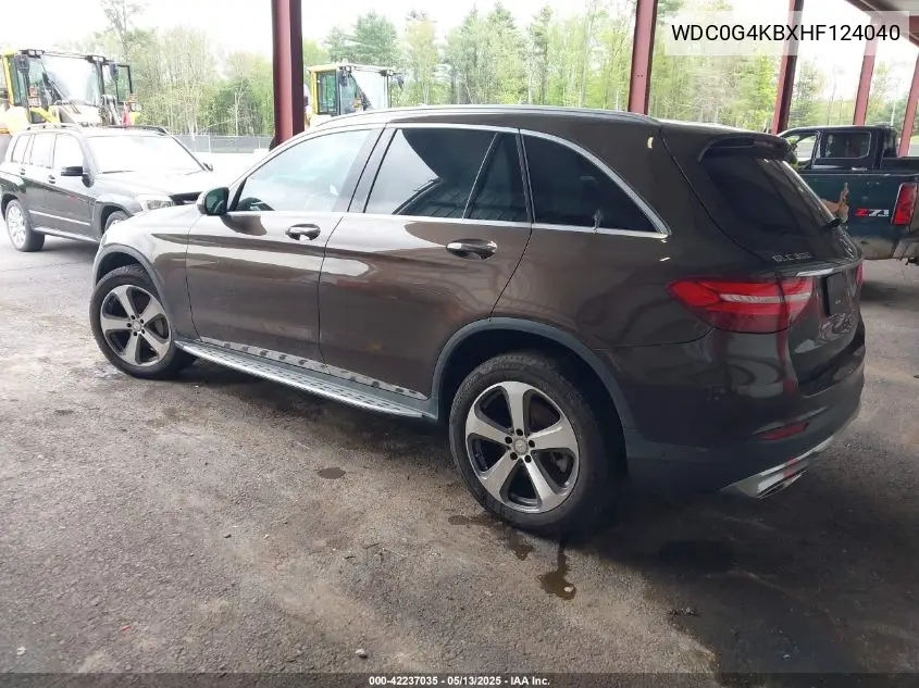 2017 Mercedes-Benz Glc 300 4Matic VIN: WDC0G4KBXHF124040 Lot: 42237035