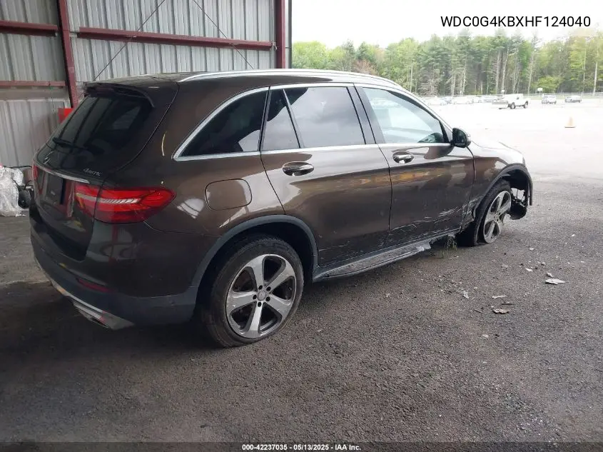 2017 Mercedes-Benz Glc 300 4Matic VIN: WDC0G4KBXHF124040 Lot: 42237035