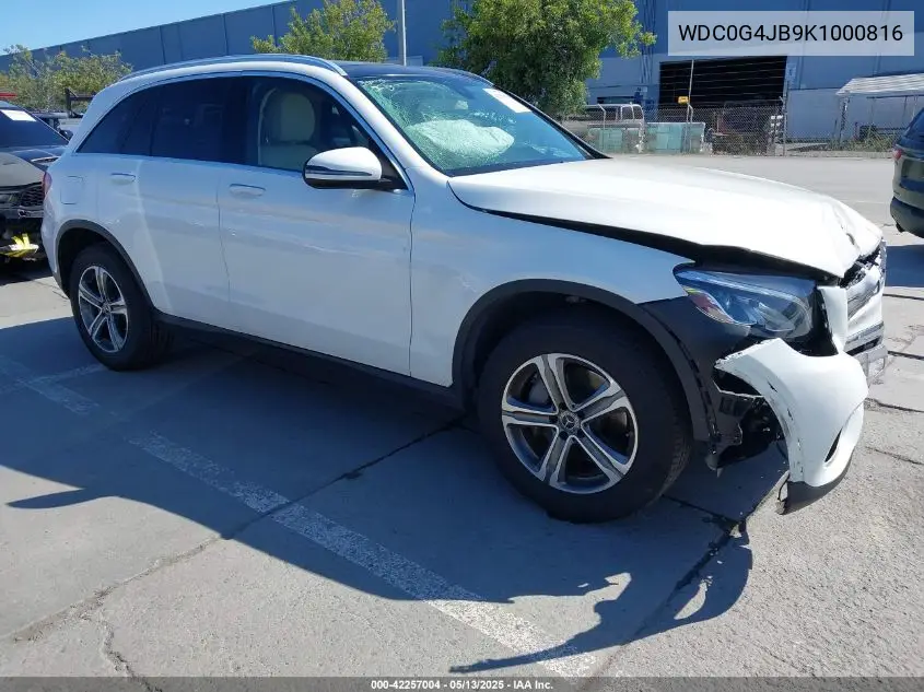 2019 Mercedes-Benz Glc 300 VIN: WDC0G4JB9K1000816 Lot: 42257004