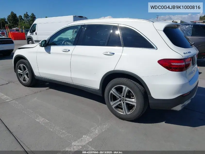 2019 Mercedes-Benz Glc 300 VIN: WDC0G4JB9K1000816 Lot: 42257004