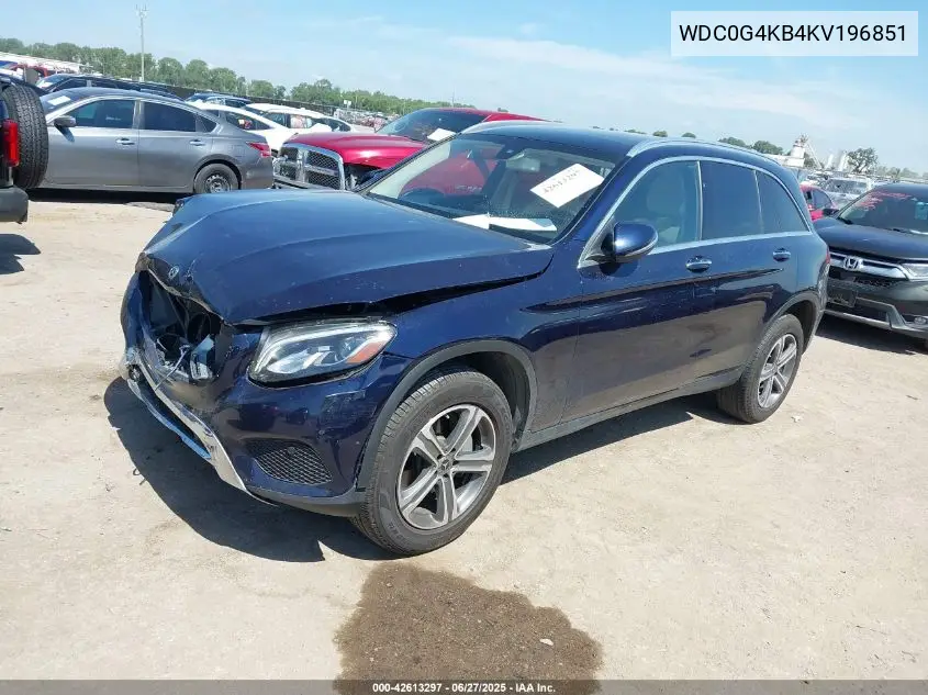 2019 Mercedes-Benz Glc 300 4Matic VIN: WDC0G4KB4KV196851 Lot: 42613297