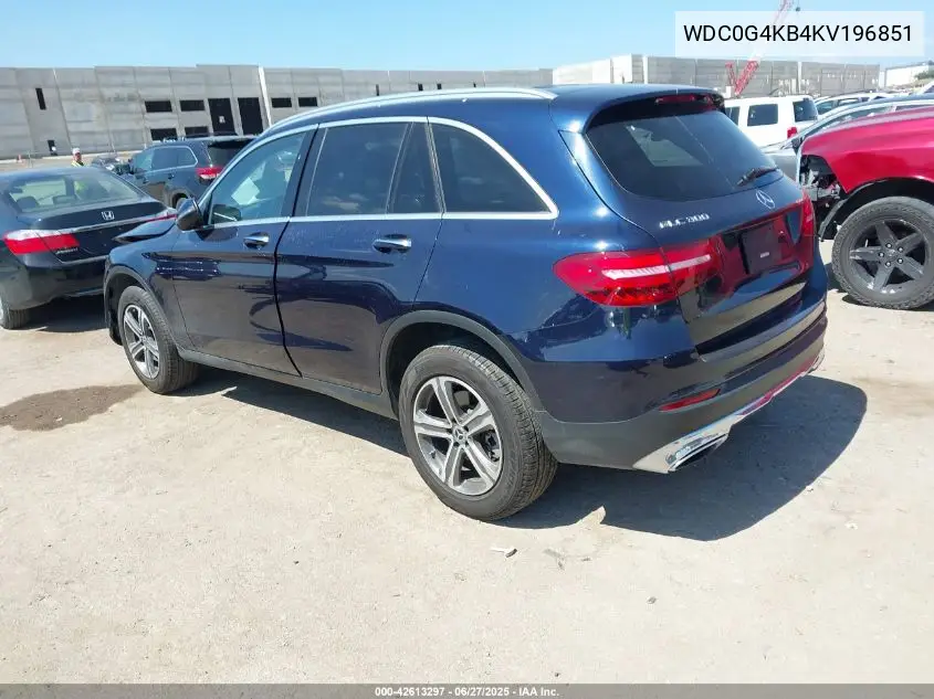 2019 Mercedes-Benz Glc 300 4Matic VIN: WDC0G4KB4KV196851 Lot: 42613297