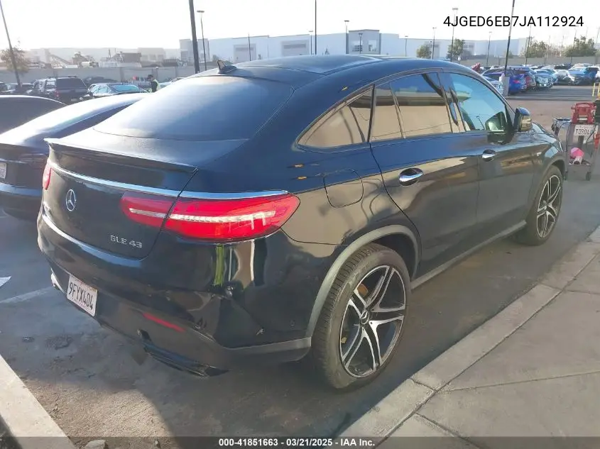 2018 Mercedes-Benz Amg Gle 43 Coupe 4Matic VIN: 4JGED6EB7JA112924 Lot: 41851663