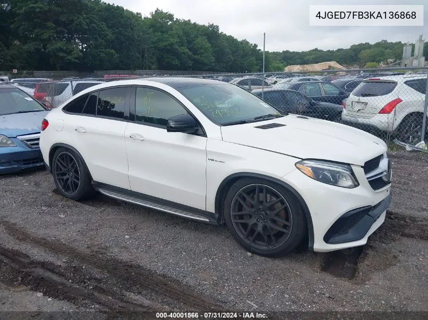 2019 Mercedes-Benz Amg Gle 63 Coupe S 4Matic VIN: 4JGED7FB3KA136868 Lot: 40001566
