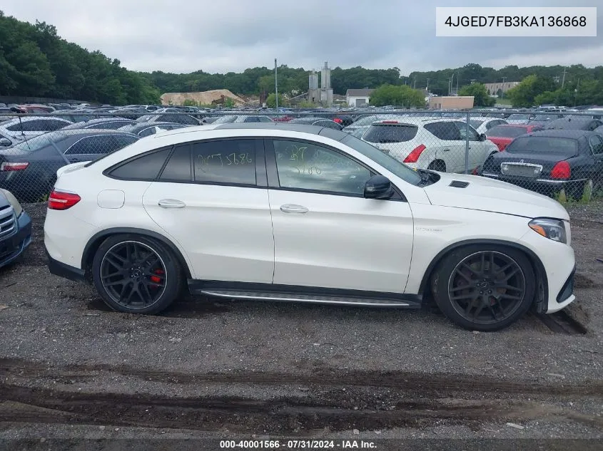 2019 Mercedes-Benz Amg Gle 63 Coupe S 4Matic VIN: 4JGED7FB3KA136868 Lot: 40001566
