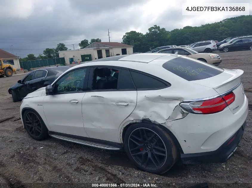 2019 Mercedes-Benz Amg Gle 63 Coupe S 4Matic VIN: 4JGED7FB3KA136868 Lot: 40001566