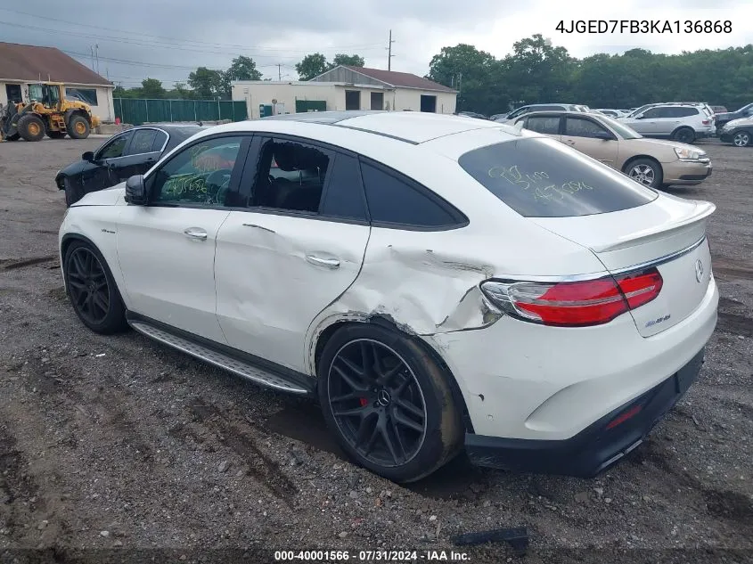 2019 Mercedes-Benz Amg Gle 63 Coupe S 4Matic VIN: 4JGED7FB3KA136868 Lot: 40001566