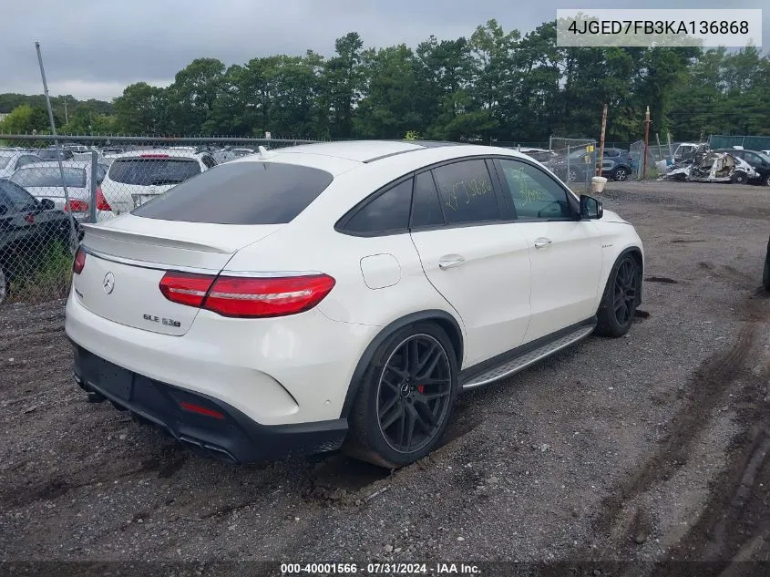 2019 Mercedes-Benz Amg Gle 63 Coupe S 4Matic VIN: 4JGED7FB3KA136868 Lot: 40001566
