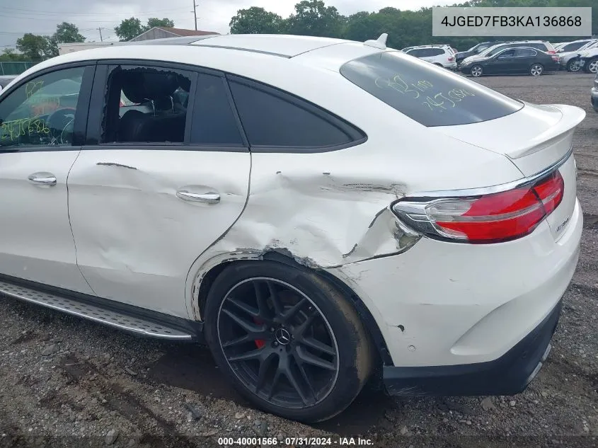 2019 Mercedes-Benz Amg Gle 63 Coupe S 4Matic VIN: 4JGED7FB3KA136868 Lot: 40001566