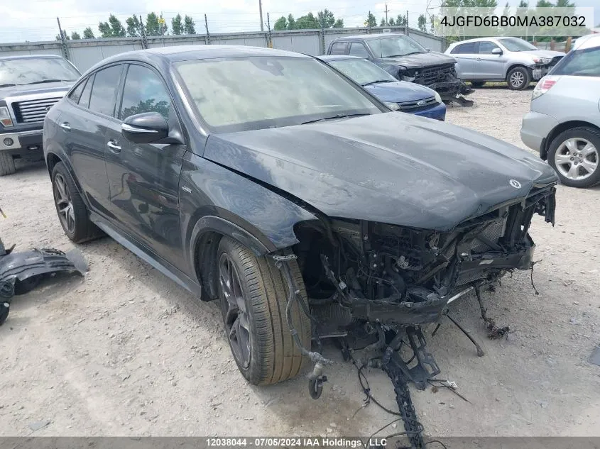 2021 Mercedes-Benz Gle Coupe Amg 53 4Matic VIN: 4JGFD6BB0MA387032 Lot: 12038044