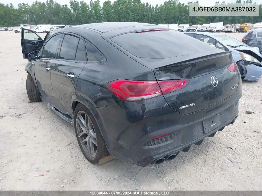 2021 Mercedes-Benz Gle Coupe Amg 53 4Matic VIN: 4JGFD6BB0MA387032 Lot: 12038044