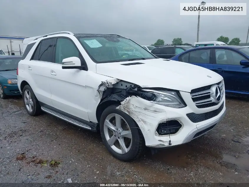 2017 Mercedes-Benz Gle 350 4Matic VIN: 4JGDA5HB8HA839221 Lot: 42232560