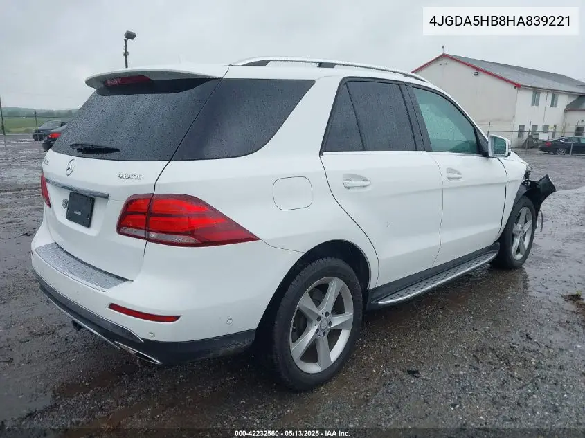 2017 Mercedes-Benz Gle 350 4Matic VIN: 4JGDA5HB8HA839221 Lot: 42232560