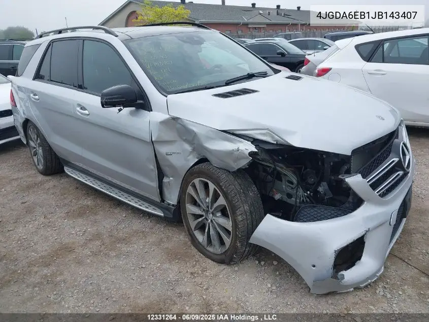 2018 Mercedes-Benz Gle 43 Amg VIN: 4JGDA6EB1JB143407 Lot: 12331264