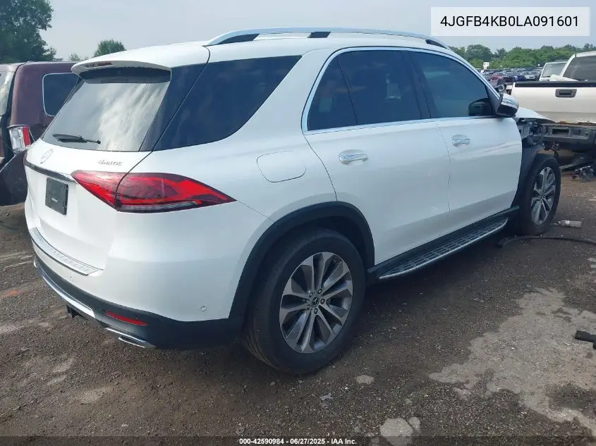 2020 Mercedes-Benz Gle 350 4Matic VIN: 4JGFB4KB0LA091601 Lot: 42590984