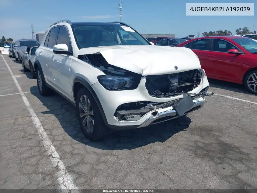 2020 Mercedes-Benz Gle 350 4Matic VIN: 4JGFB4KB2LA192039 Lot: 42743776