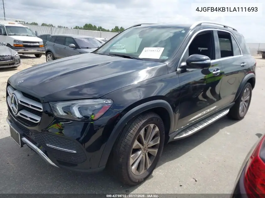 2020 Mercedes-Benz Gle 350 4Matic VIN: 4JGFB4KB1LA111693 Lot: 42759732