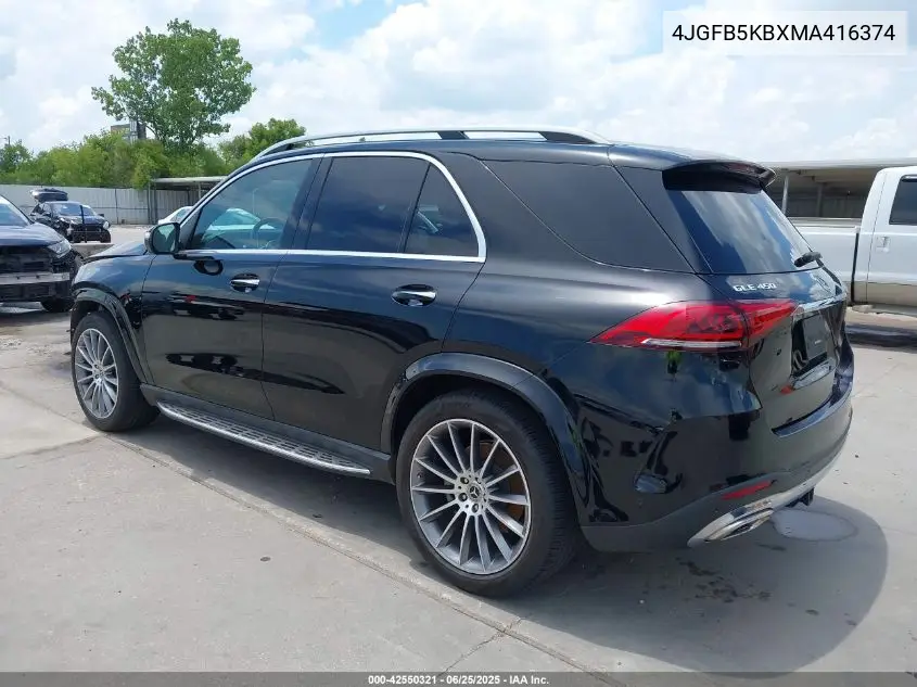 2021 Mercedes-Benz Gle 450 4Matic VIN: 4JGFB5KBXMA416374 Lot: 42550321