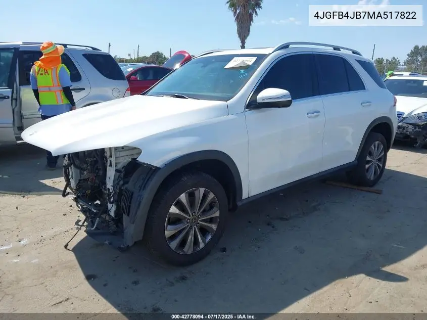 2021 Mercedes-Benz Gle 350 VIN: 4JGFB4JB7MA517822 Lot: 42778094