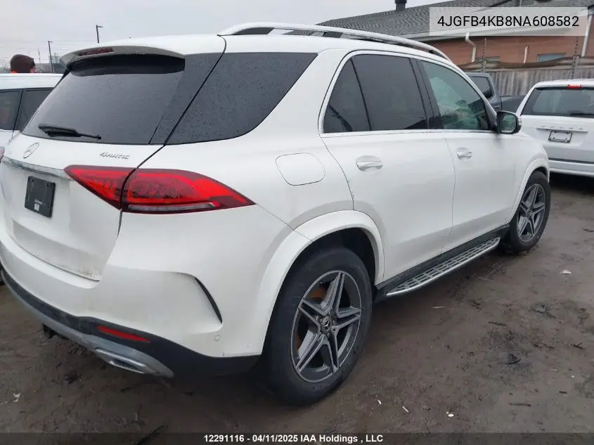 2022 Mercedes-Benz Gle 350 4Matic VIN: 4JGFB4KB8NA608582 Lot: 12291116