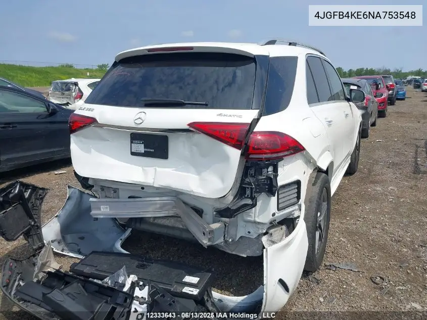 2022 Mercedes-Benz Gle 350 4Matic VIN: 4JGFB4KE6NA753548 Lot: 12333643